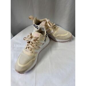 Adidas Womens Beige Pink Stripes Running Shoes Sneakers US 8.5‎